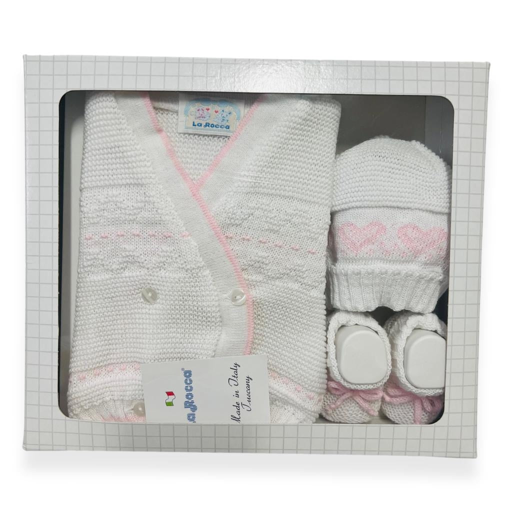 Set Golfino+Scarpette+Cappello in Cotone 0/6 Mesi