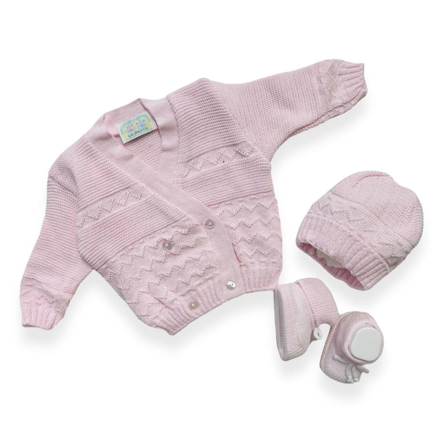 Set Golfino+Scarpette+Cappello in Cotone 0/6 Mesi