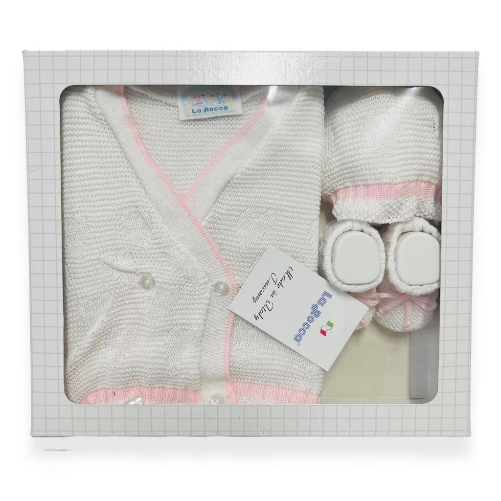 Set Golfino+Scarpette+Cappello in Cotone 0/6 Mesi