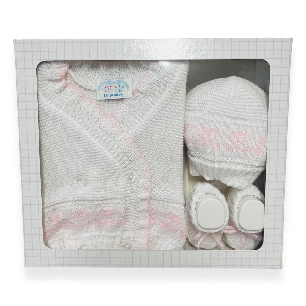 Set Golfino+Scarpette+Cappello in Cotone 0/6 Mesi
