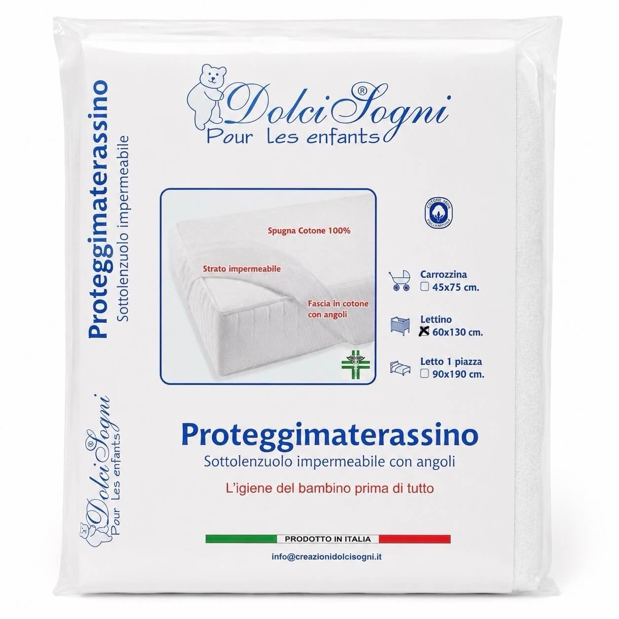 Proteggi materassino Impermeabile per Lettino 60x130 cm - Dolci sogni