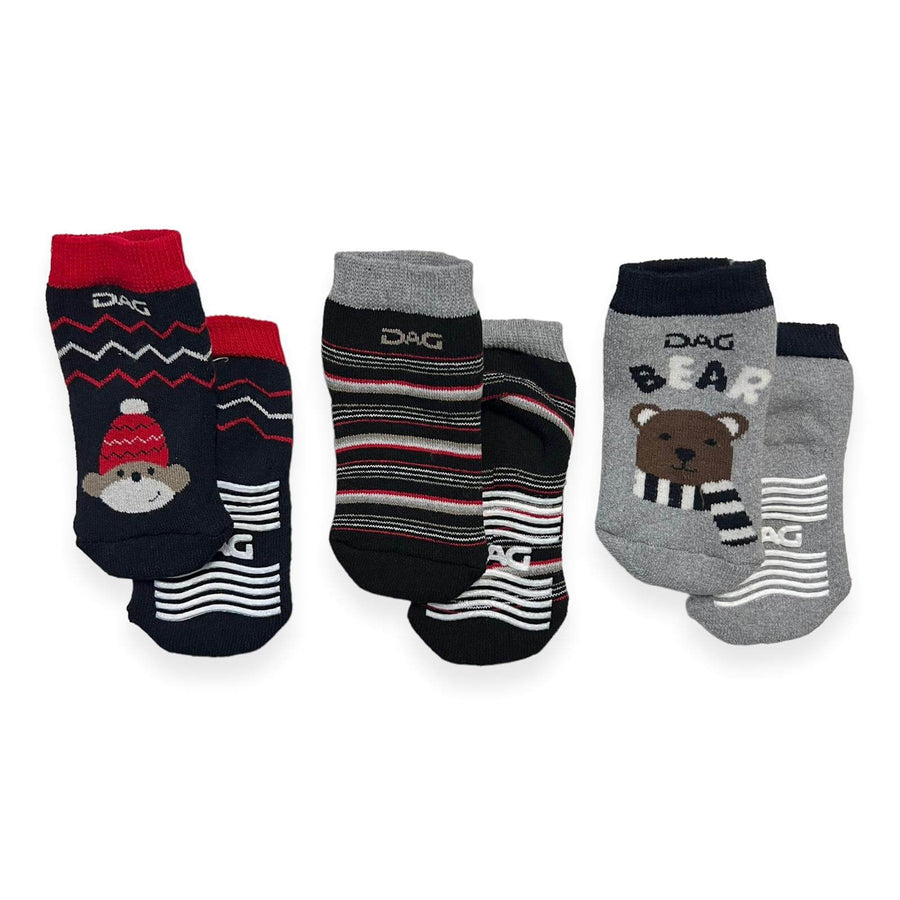 3 Calzini Antiscivolo Caldo Cotone Neonato