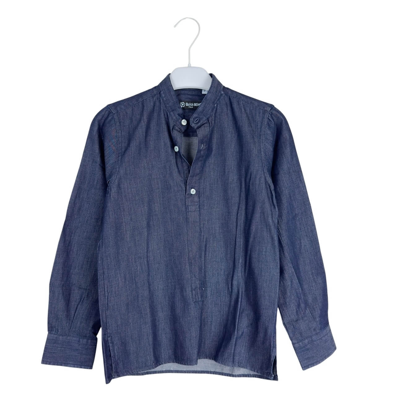 Camicia Bimbo in Jeans con Colletto Coreano