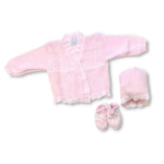 Set Golfino+Scarpette+Cappello in Cotone 0/6 Mesi
