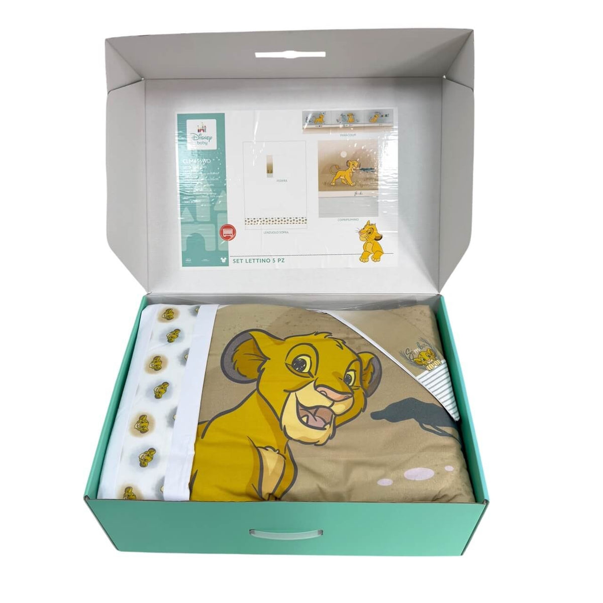Completo trapunta lettino con paracolpi + Lenzuola Disney Simba
