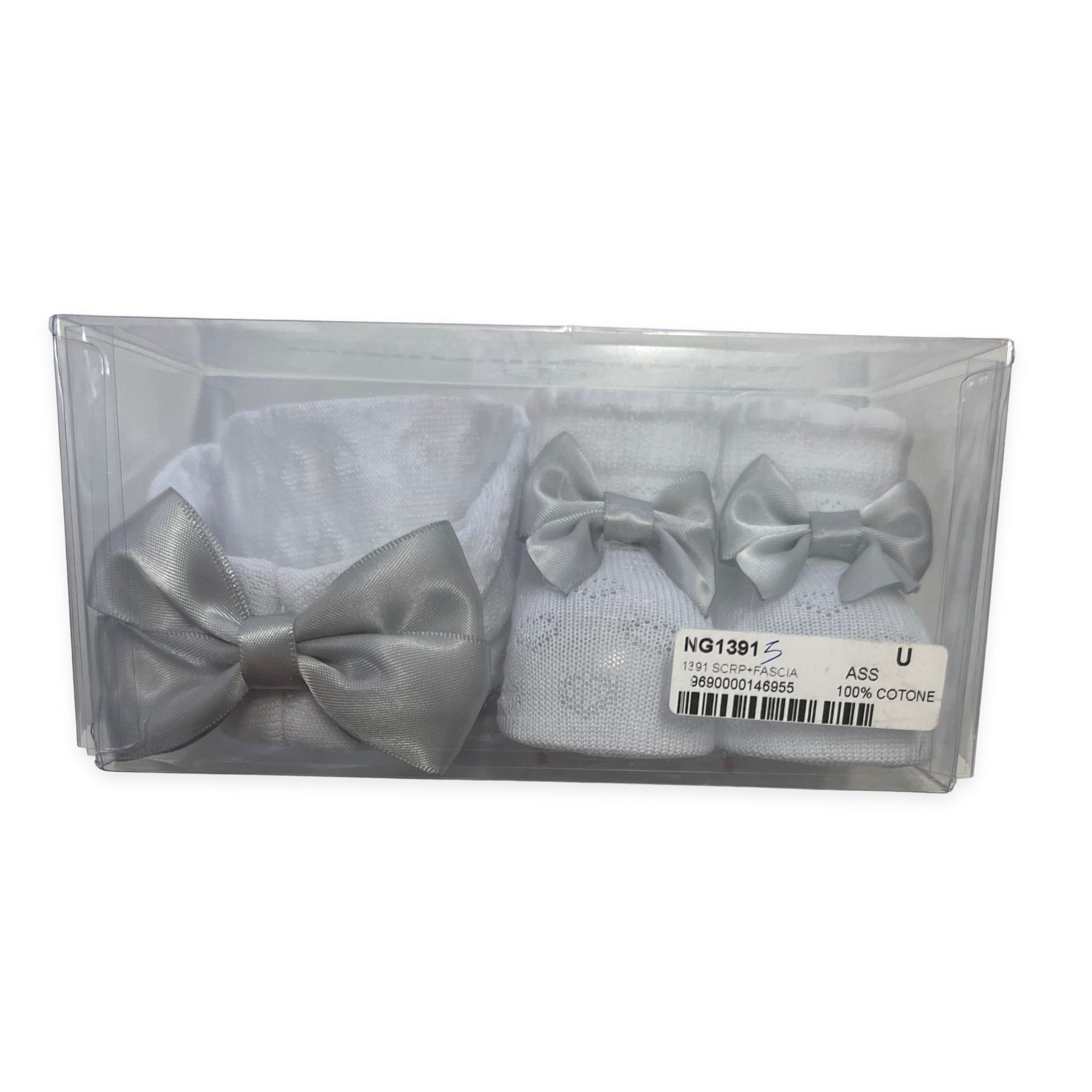 Set Scarpine + Fascia Neonata in Cotone