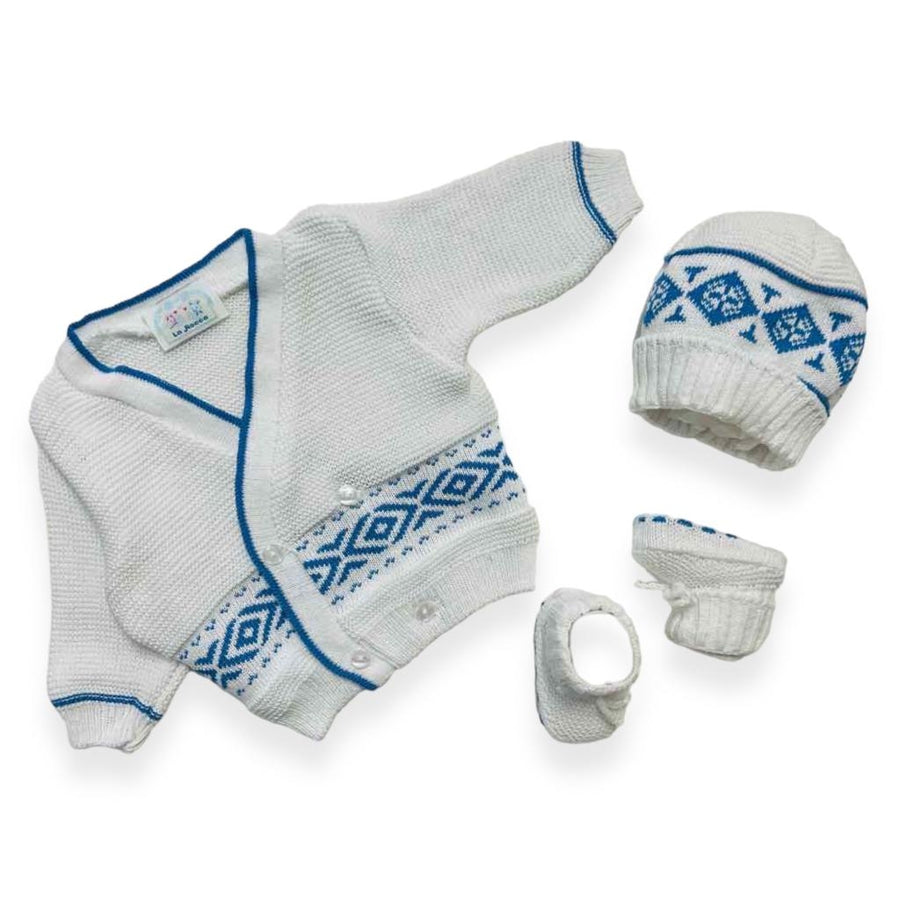 Set Golfino+Scarpette+Cappello in Cotone 0/6 Mesi