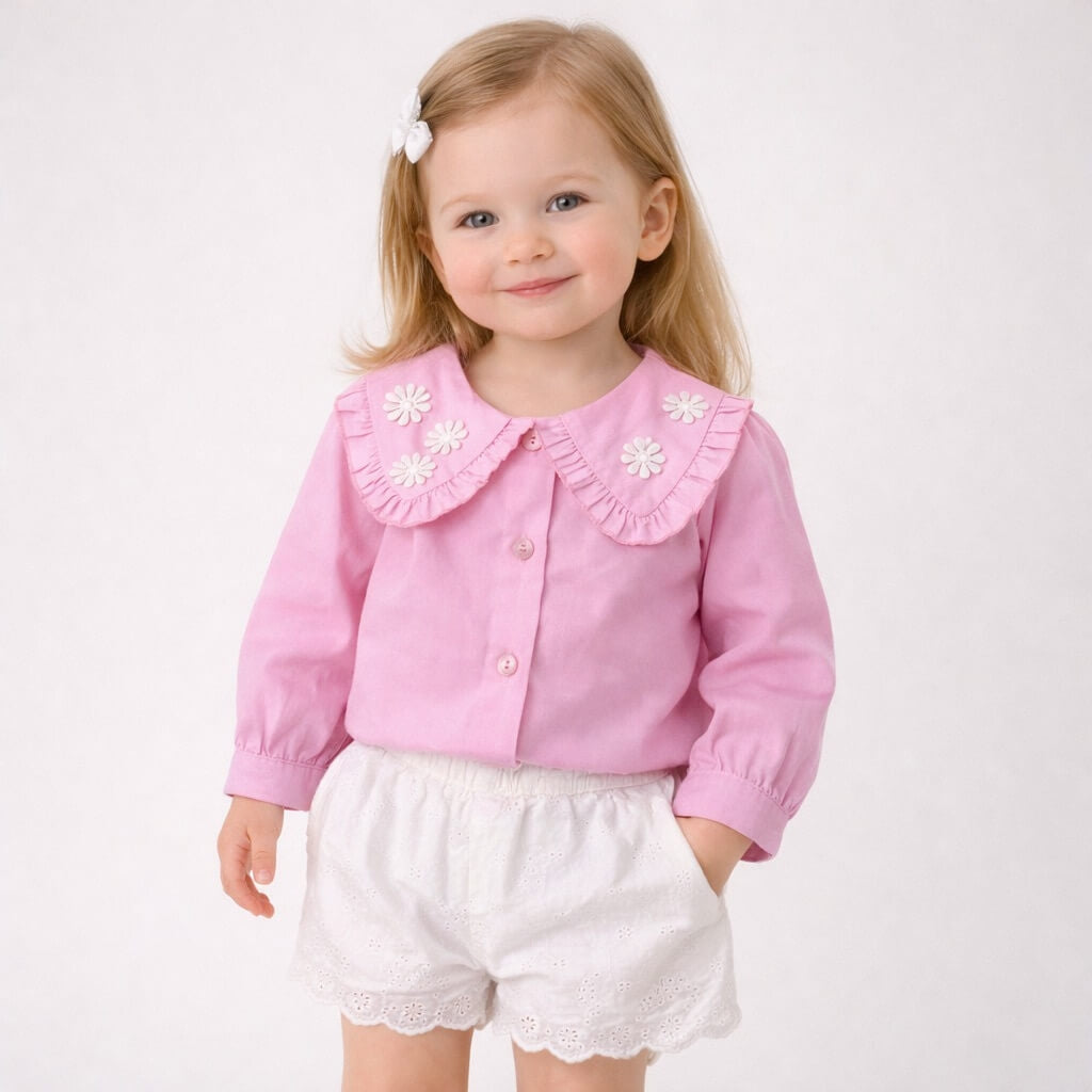 Camicia Colletto Fiori Neonata