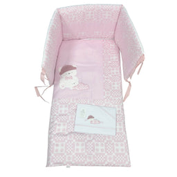 Completo trapunta lettino con lenzuola e paracolpi Pastello