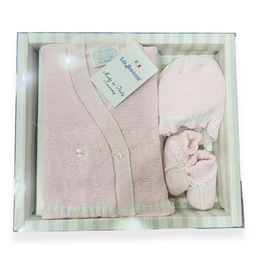 Set Golfino+Scarpette+Cappello in Cotone 0/6 Mesi