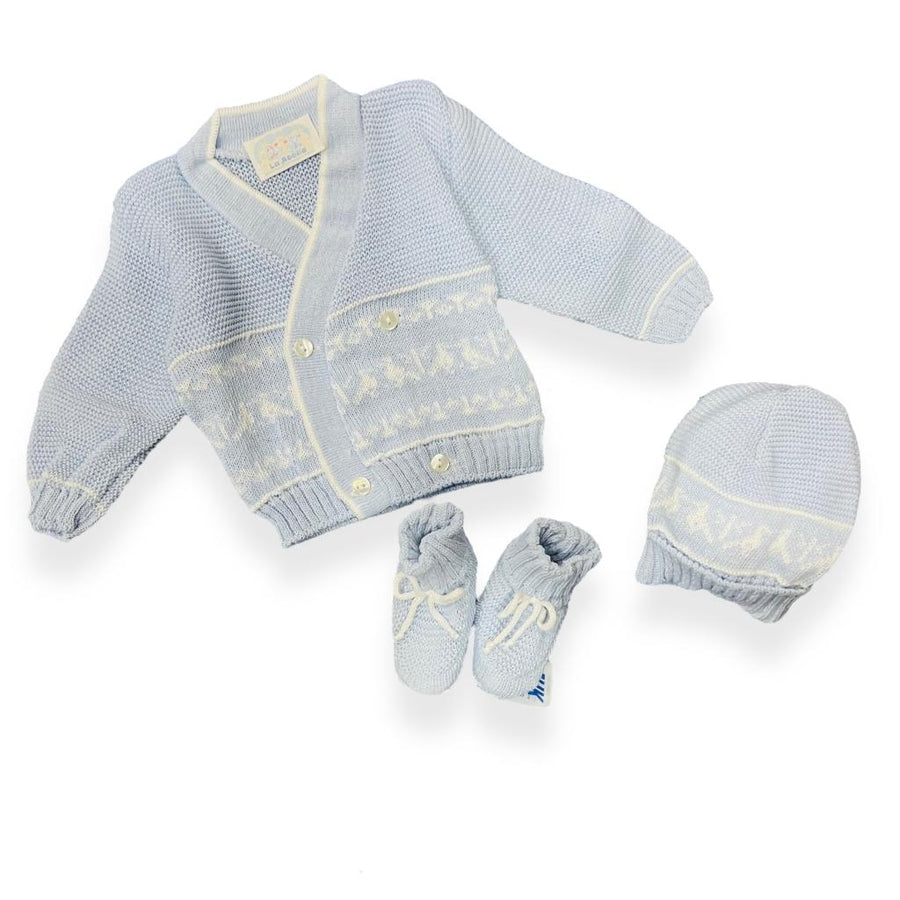 Set Golfino+Scarpette+Cappello in Cotone 0/6 Mesi